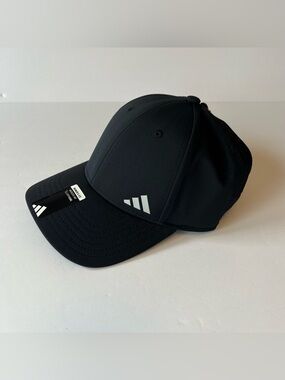 Adidas Women’s Backless 2 Hat Ponytail Baseball Cap Black Silver Metallic New